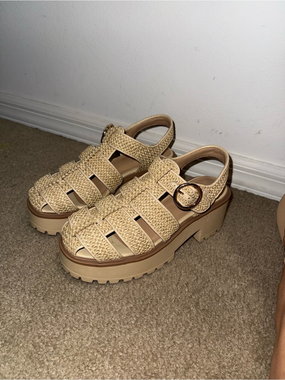 wild fable Beige Woven Platform Fisherman Sandals